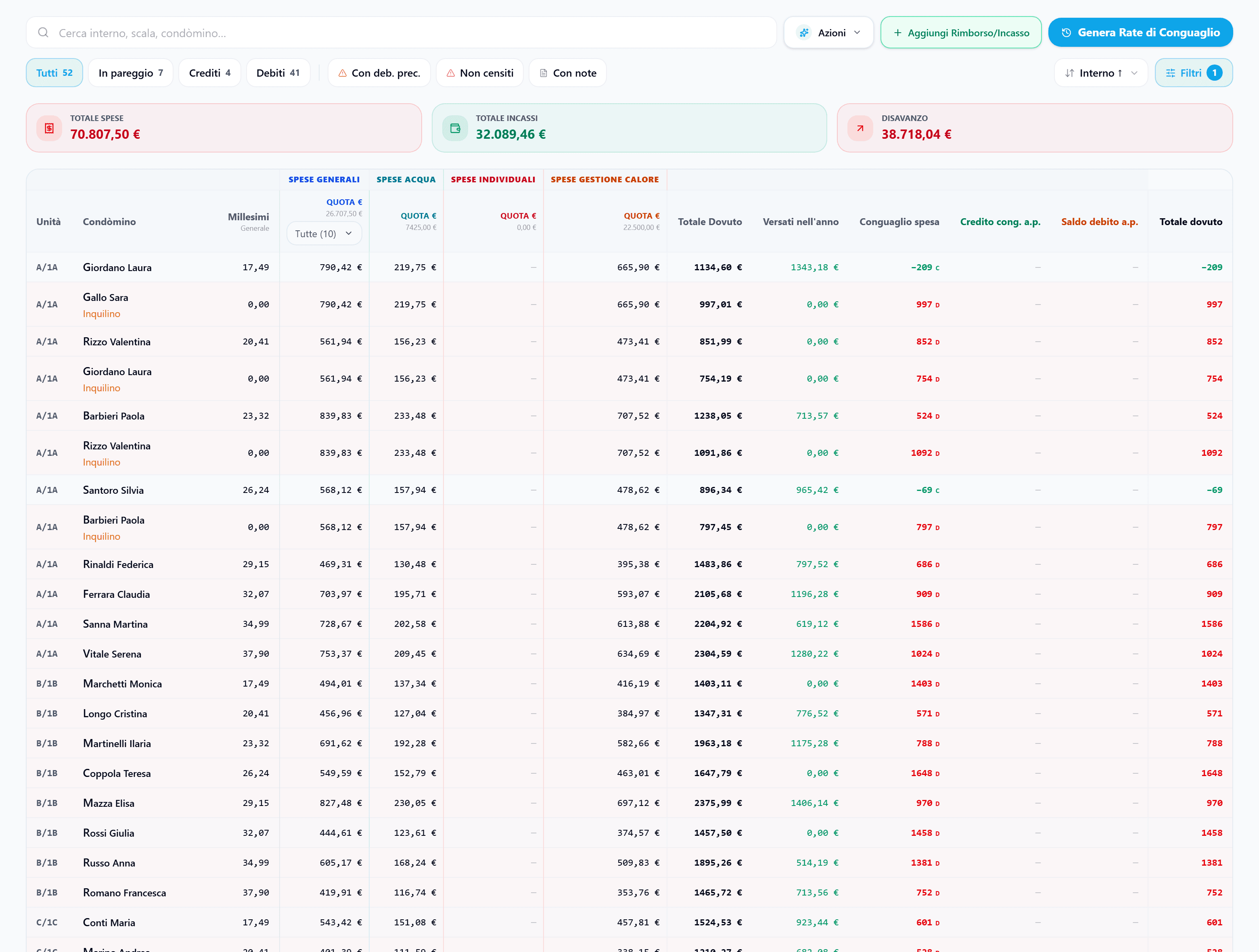 Nexia Home: conguaglio con rate a credito e a debito